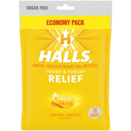 Halls Sugar Free Cough Drops - Honey Lemon - 70ct - 312546001558