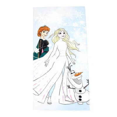 Frozen Beach Towel: 100% Cotton Terry, Machine Washable, Pool & Favorite Character Theme, 58"x28" - 032281633493