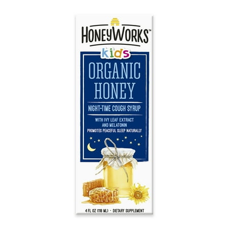 Honey Works PAST DATE Kids Organic Honey Night Time Cough Syrup with Ivy Leaf Extract Supplement 4 oz. - 368163772043