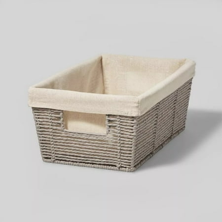 16" x 9" x 6" Woven Twisted Paper Rope Media Basket Gray - 727532021333