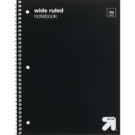 Wide Ruled Black 1 Subject Flexible Plastic Cover Spiral Notebook- 1ct - 843718070114