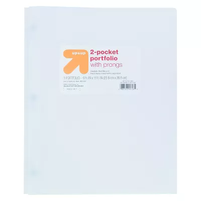 2 Pocket Plastic Folder with Prongs White - 490810312545