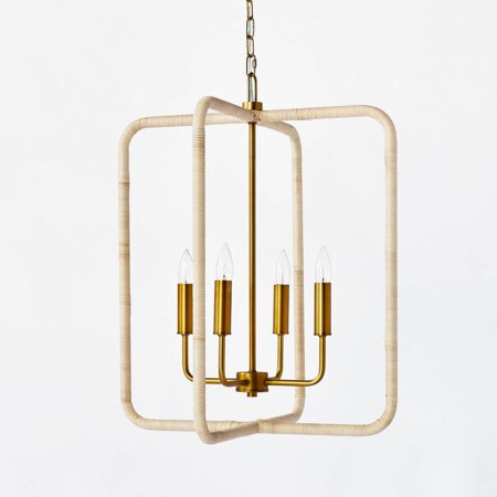 Rattan Lantern Ceiling Pendant Brass - - 7029928874911