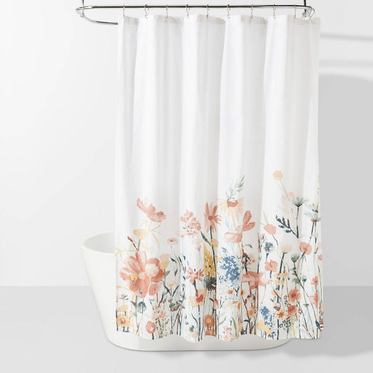 Watercolor Engineered Floral Shower Curtain - 191908881195
