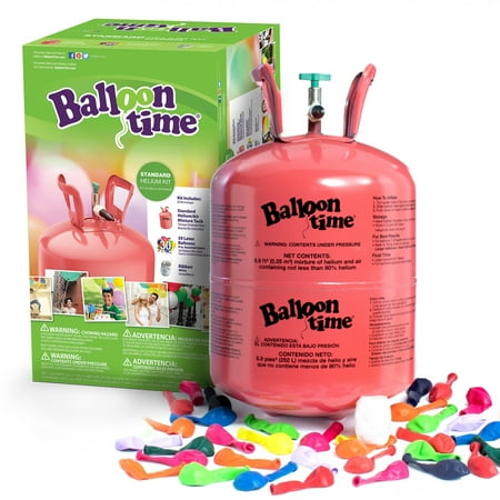 9.5" Medium Helium Balloon Kit- 30 Balloons- 1 Spool Of Ribbon- 1 Helium Tank - 014045471442