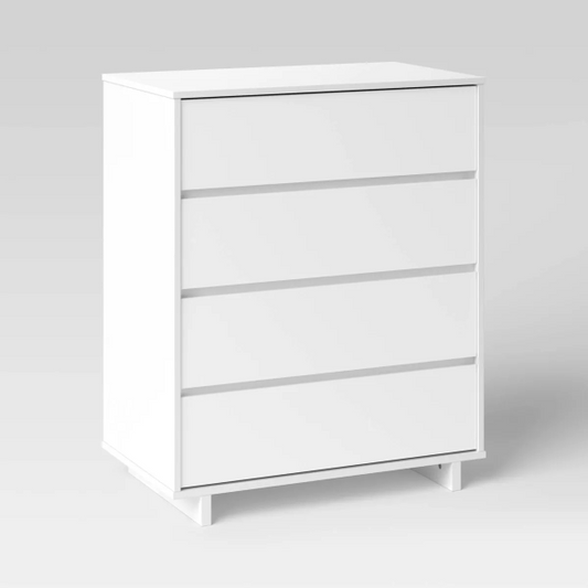 Modern 4 Drawer Dresser- White - 042666168489