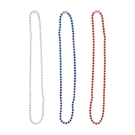 6pk Parade Bead Necklace Red/White/Blue -: Patriotic Party Accessories, July 4th Celebration - 191908464619