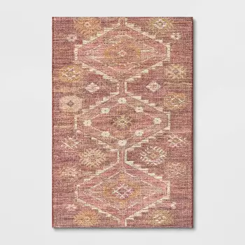 4'x6' Washable Southbury Printed Diamond Persian Style Rug Rust - 191908631363