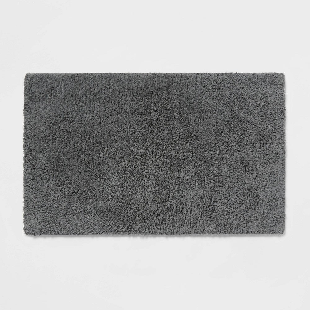 20"x34" Performance Plus Cotton Reversible Bath Rug/Runner Solid Dark Gray - 191908978857