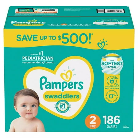 Pampers Swaddlers Diapers Size 2 (12-18 Pounds) 180 Count - 030772005378