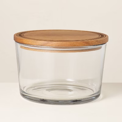 104oz Glass Serve Bowl with Wood Lid - 076440143805