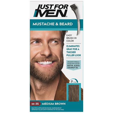 Just For Men Mustache & Beard Coloring for Gray Hair M35 Medium Brown - 011509049032