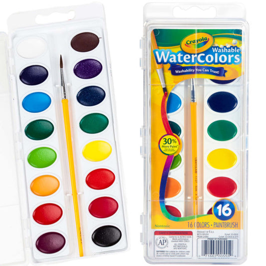 Crayola 16ct Washable Watercolor Paints with Brush - 071662005559