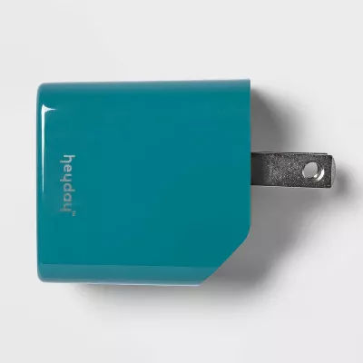 2-Port 20W USB-A and USB-C Wall Charger- Bright Teal - 810125111129