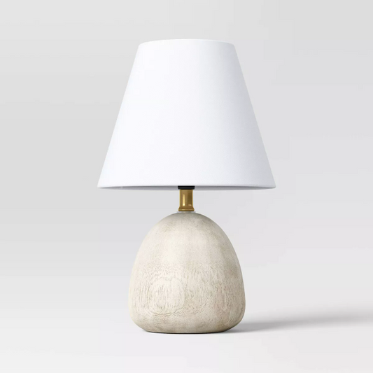 LIKE NEW Faux Wood Mini Table Lamp White : Modern Lighting, ETL Listed, No Assembly Required - 7029928955401