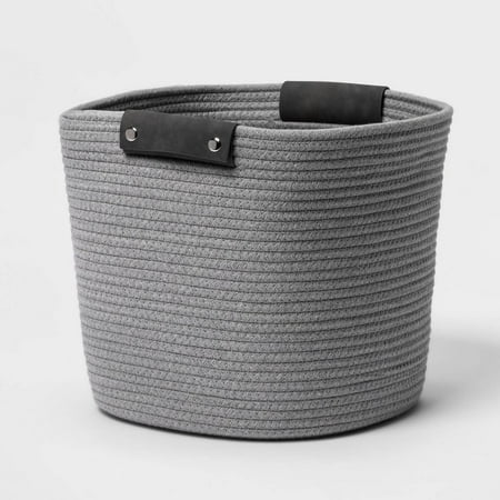 13" Decorative Coiled Rope Basket Gray - 887915325455