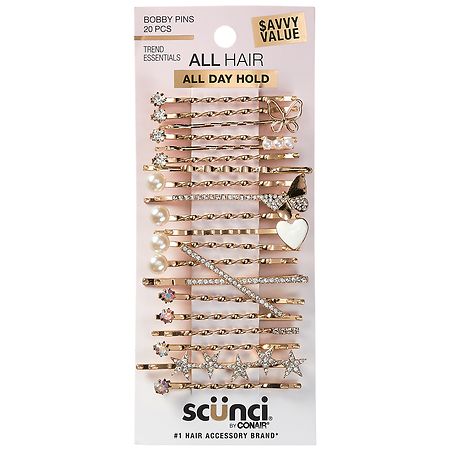 Scunci Rhinestone Bobby Pins Value Pack Gold 20 Ct - 043194602704