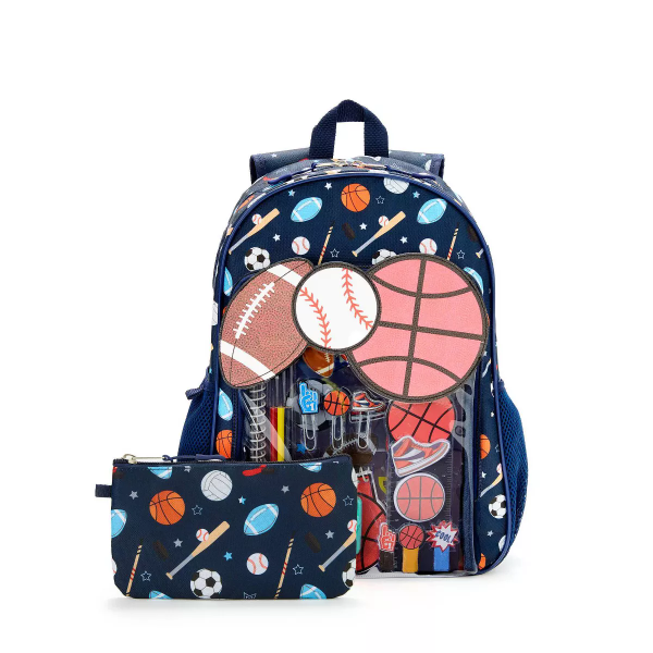 Locker Club Kids' 17" Backpack with Stationery Pencil Pouch - Sport - 195609948409