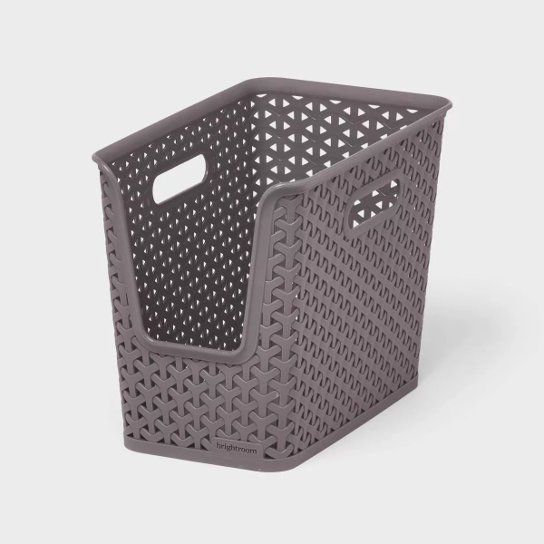 Y-Weave Narrow Easy Access Decorative Storage Basket Gray - 875160027736