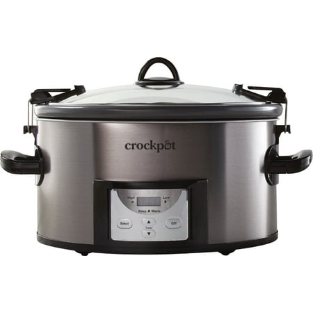 Crockpot? 7-Quart Easy-to-Clean Cook & Carry? Slow Cooker Black Stainless Steel - 0538911287040