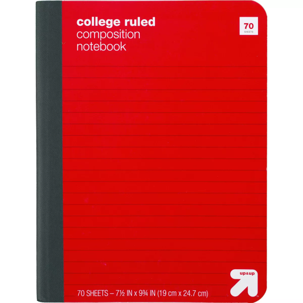 College Ruled Composition Notebook - Red - 843718070381