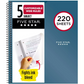 Five Star 220 Sheets 5 Subject Wide Ruled Customizable Notebook Feature Rich Teal - 038576997417