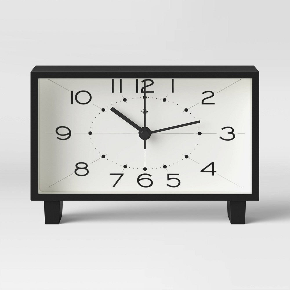 LIKE NEW 6" Rectangle Mantel Clock Black - Modern Analog Table Clock, 5 Year Warranty, No Alarm Function - 7926849592161