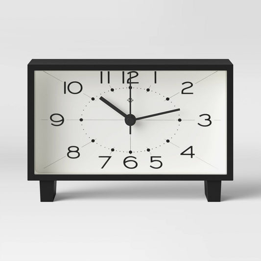 LIKE NEW 6" Rectangle Mantel Clock Black - Modern Analog Table Clock, 5 Year Warranty, No Alarm Function - 7926849592161