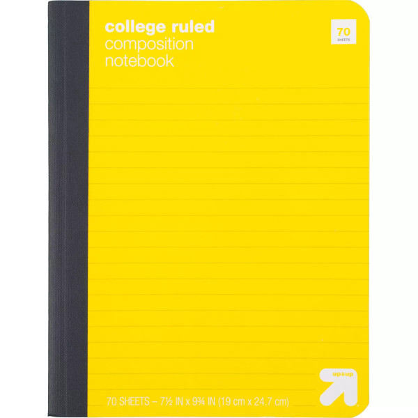 College Ruled Hard Cover Composition Notebook - Yellow - 843718070503