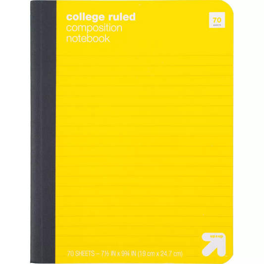 College Ruled Hard Cover Composition Notebook - Yellow - 843718070503