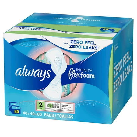 Always Infinity FlexFoam Pads Size 2 Super Absorbency Unscented (80 Count) - 037000712220