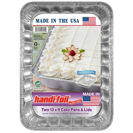 Handi-Foil Aluminum 13 x 9 Cake Pan with Lid 2 Count - 052092203944