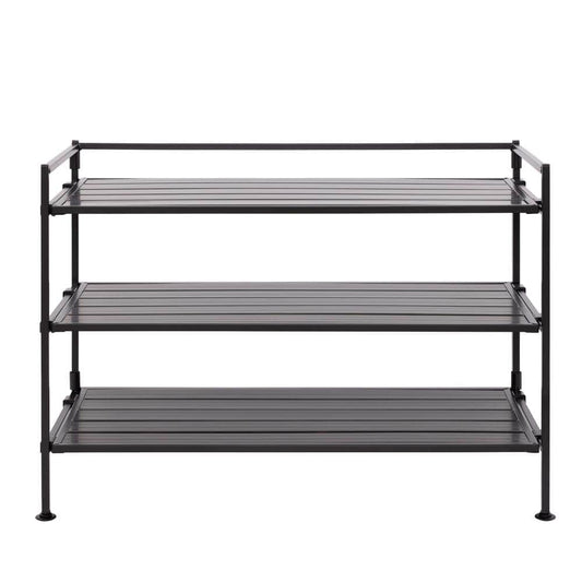 Seville Classics 3-Tier Resin Slat Shoe Rack  26.5  x 12.2  x 19  - Espresso - 017641988819