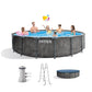 Intex Greywood Prism Frame 15 x48  Round Above Ground Outdoor Swimming Pool Set - 078257267415