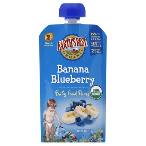 Earth s Best Organic Stage 2 Baby Food  Banana Blueberry  4 oz Pouch - 023923330085