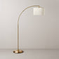 Arched Brass Floor Lamp with Textured Drum Shade - 7029928948711