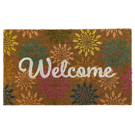 Colorful Floral Spring Natural Fiber Coir Doormat Welcome Flowers Outdoor 30 x 18 Briarwood Lane - 840011642376