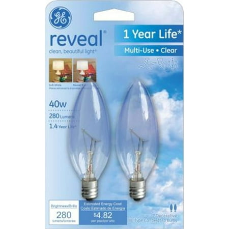 GE 2-Pack 40-Watt Crystal Clear Multi-Use Blunt Tip Light Bulbs - 043168750356