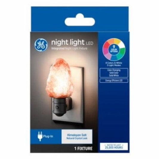 GE Night Light Himalayan Salt Lamp Plug-In Fixture Color Changing 9 Color Options Energy Efficient LED (1 Pack) - 043168526531