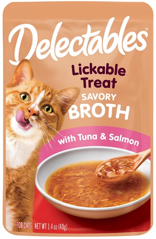 Hartz Delectables Savory Broths Lickable Wet Cat Treats- Tuna And Salmon- 1.4oz- 1ct - 032700120023