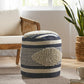 Christopher Knight Home Lucknow Indoor Handcrafted Cylinder Pouf by White + Denim - 194798040802