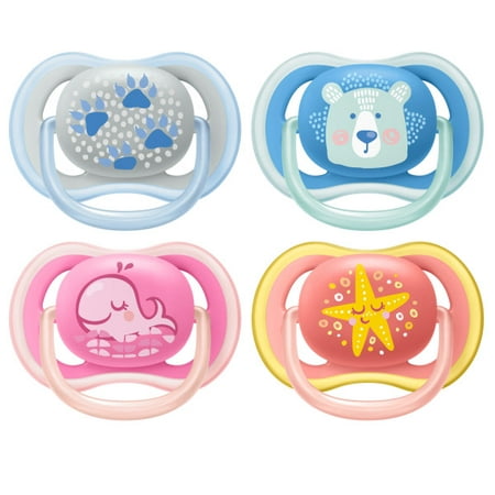 Philips Avent Ultra Air Pacifier 6-18m  whale/paw decos  mixed case  2 pack  SCF085/06 - 075020093219