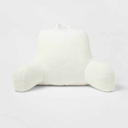 Faux Shearling Bed Rest Pillow Cream - Supportive Backrest for Dorm, Hypoallergenic Fill - 047218339201