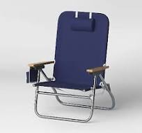 High Seat Beach Chair- Navy Blue - 080958415323