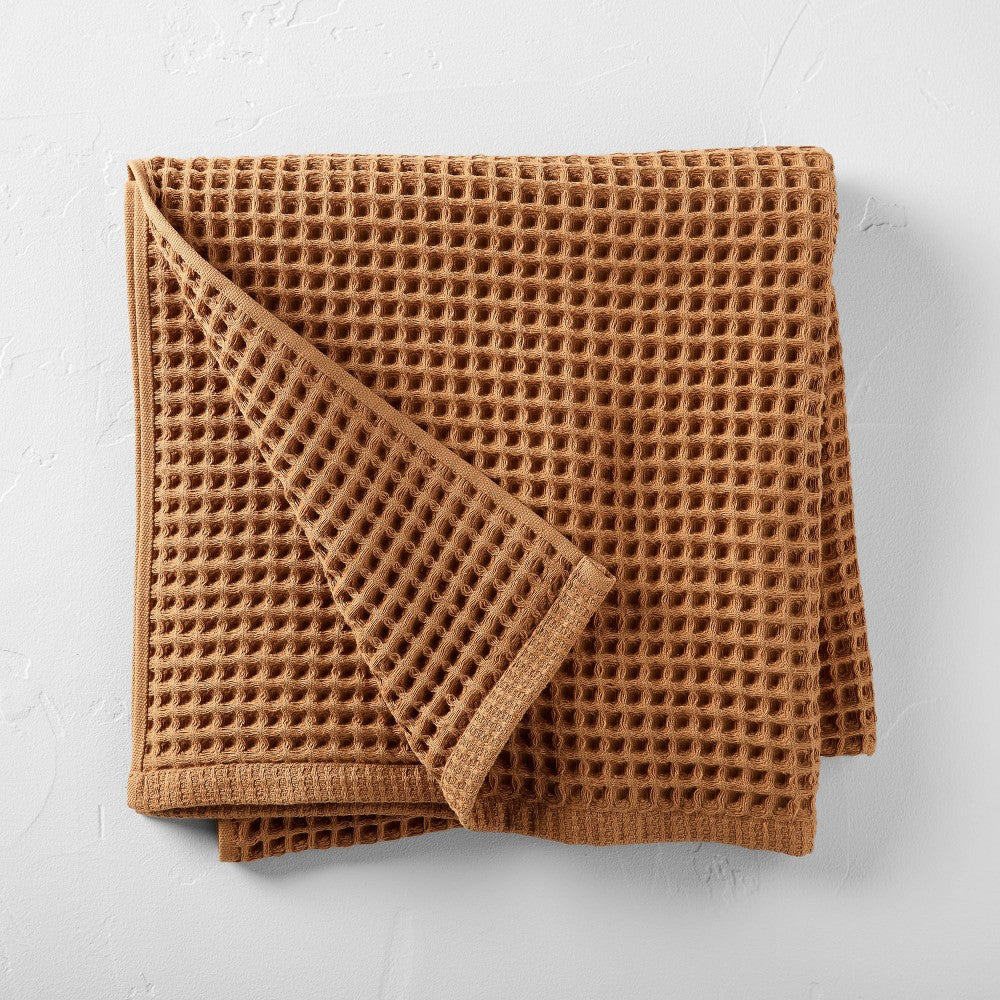 Waffle Bath Towel Warm Brown - - 042075614355