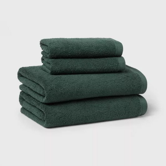 SINGLE Antimicrobial Hand Towel - Dark Green : Cotton Dobby Weave, Midweight GSM - 1919089808121