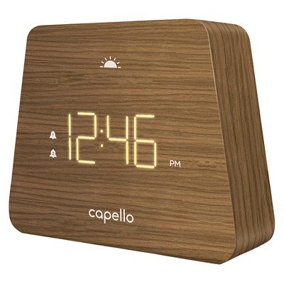 Digital Mantle Alarm Clock Lark Finish - Capello: Contemporary LED Table Clock with Dual Alarms & Adjustable Dimmer - 6950199011445