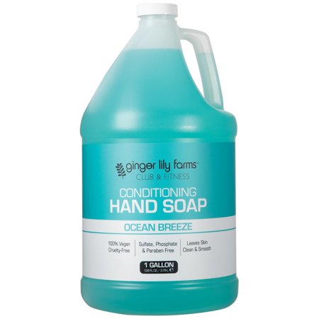 Ginger Lily Farms Club & Fitness Conditioning Liquid Hand Soap Refill 100% Vegan & Cruelty-Free Ocean Breeze Scent 1 Gallon (128 fl oz) - 672047001076