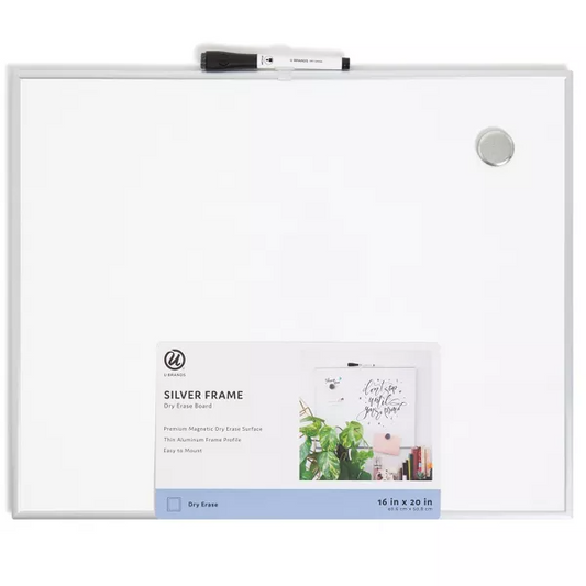 U Brands 16"x20" Magnetic Dry Erase Board Aluminum Frame - 8122960237131