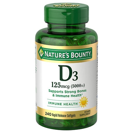 Nature?s Bounty Vitamin D3 5000 IU Softgels for Bone & Immune Support 240 Ct - 074312291760